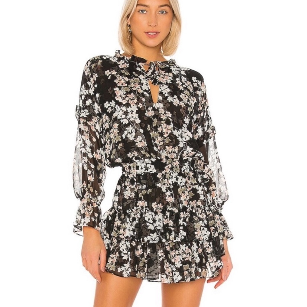 Misa Los Angeles Lolita mini dress in black ditsy floral